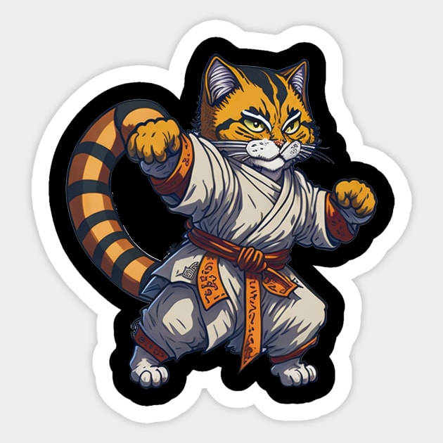 Cute Karate Cat Sticker by ImaginativeInkPOD